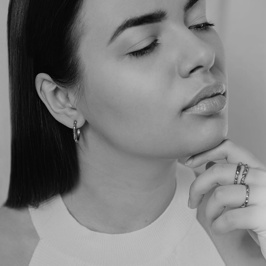Geode Earring Hoops - White Platinum